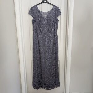 Oleg Cassini Formal Dress SIZE 14 Mother Of The Bride Groom Sequins Purple Women